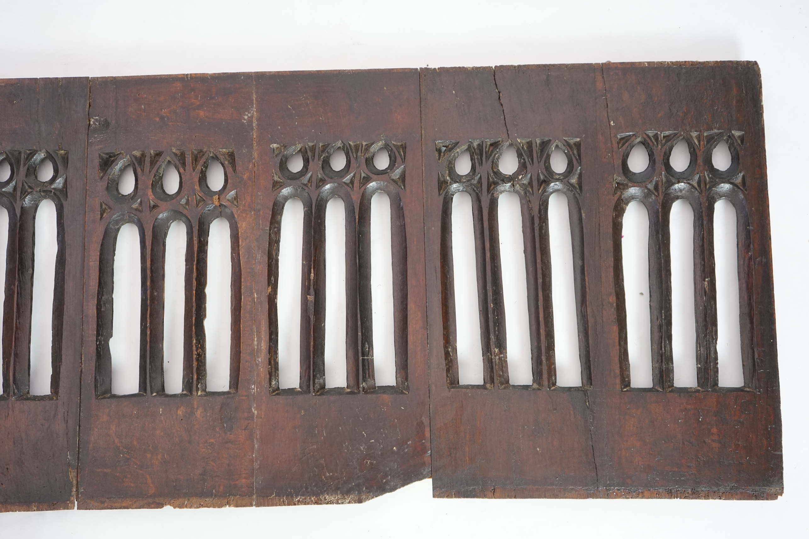 A section of 17th century French Gothic oak tracery